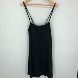 Athleta Swim Dress‎ Womens Small Black Tie Back Shelf Bra Padded Stretchy Nylon